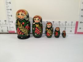  5 pc. Russian nesting doll small-Black with gold leafs