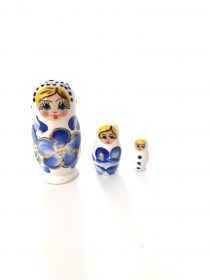 Tiny Matryoshka Doll, White and Blue, 3 Pcs